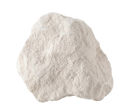 A rough, porous white chalk rock specimen on transparent background