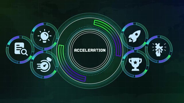 Futuristic HUD motion display representing business acceleration and fast growth concept