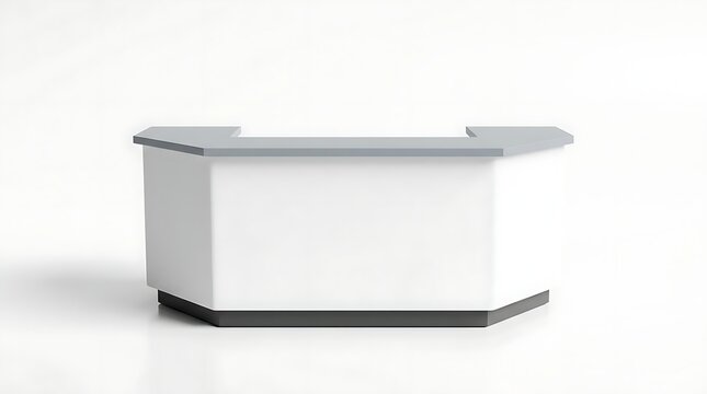 Reception Desk Mockup Isolated on White for Office Interior Design