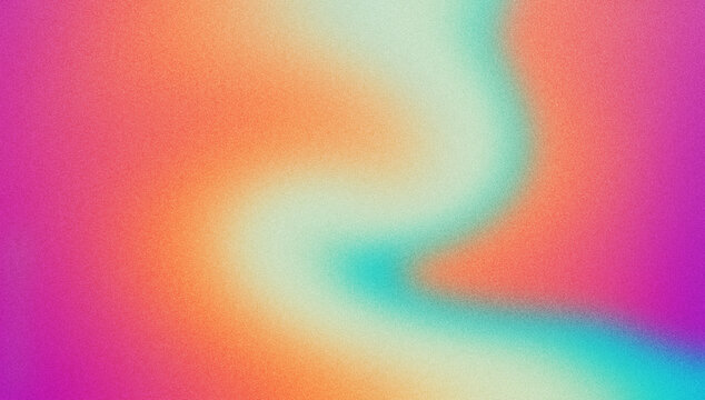 Orange teal green pink abstract grainy gradient background noise texture effect summer poster design