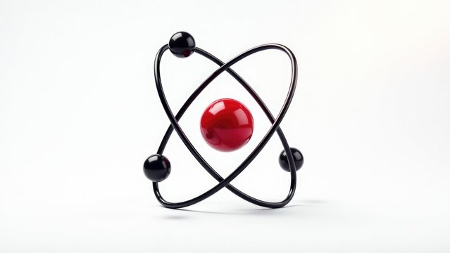 A scientific illustration of an atom with a red ball representing an electron