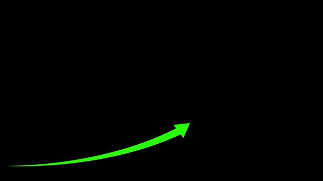 Animation of business graph with up arrow. hand drawn green arrow on transparent background. Abstract arrow growth chart of economy icon animated down to up arrow animation direction animation.