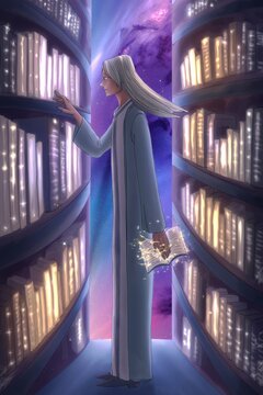 Mystical Librarian in a Cosmic Library