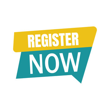  Yellow and Teal Register Now Vector Speech Bubble Ribbon Banner for Website Sign Up, Event Registration, and Course Enrollment UI   