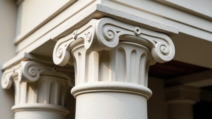 Naklejka premium A close up shot of a building with distinctive columns, suitable for use in architectural or design contexts