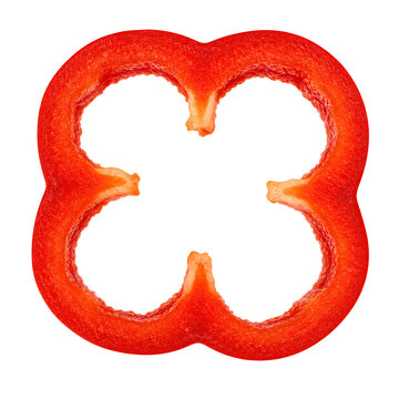 Red bell pepper sliced into four pieces