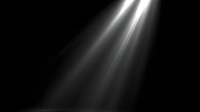 Abstract light rays illuminating a dark space, creating a dramatic and serene atmosphere.