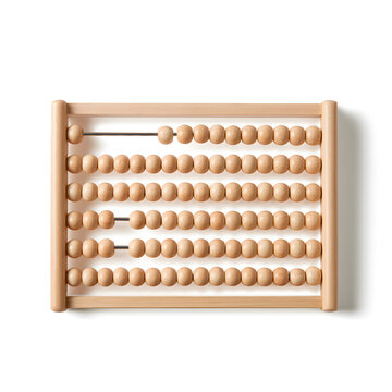 A classic wooden abacus with natural-colored beads, perfect for educational purposes and engaging in mathematics.