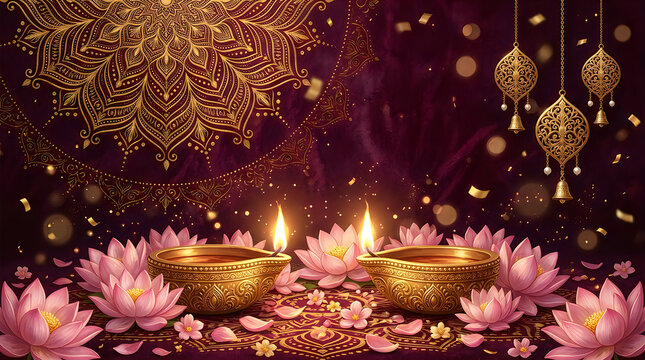 Celebrating the festival of lights diwali's radiant glow symbolizing victory of light over darkness and good