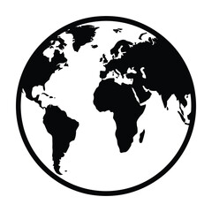 Globe Earth Map Silhouette Black White Illustration © pixlora.studio