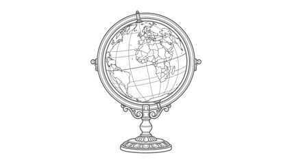 Obraz premium Vintage Globe: An elegant vintage globe stands proudly on an ornate stand, showcasing continents and oceans in exquisite detail. A classic piece that evokes a sense of exploration and learning.