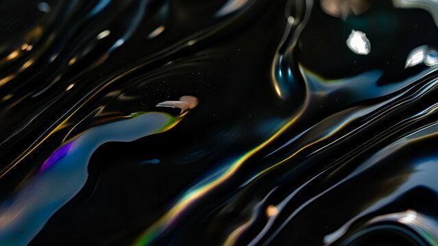 Dark iridescent glass liquid refraction background