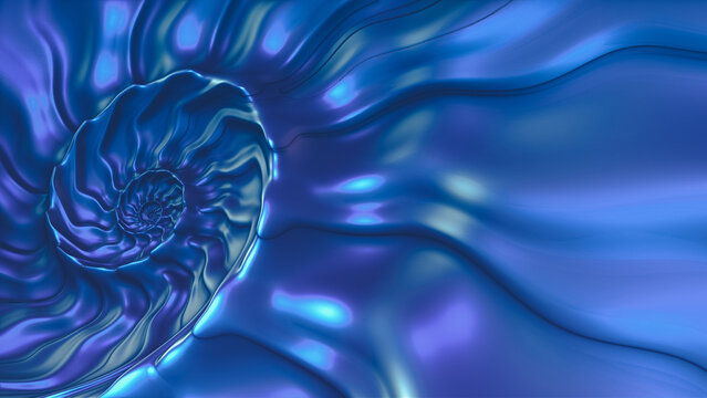 Blue fractal shell spiral pattern background