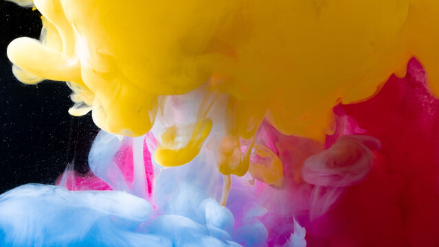 Yellow and red liquid smoke color explosion background