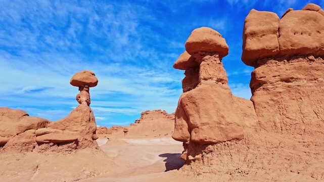 Iconic sandstone goblin formations at Goblin Valley State Park Utah