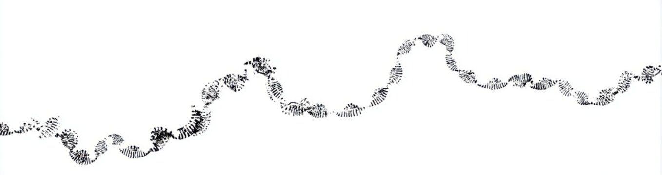 A sequence of animal paw prints forming a trail on a white background with wildlife footprints movement creature tracking direction background