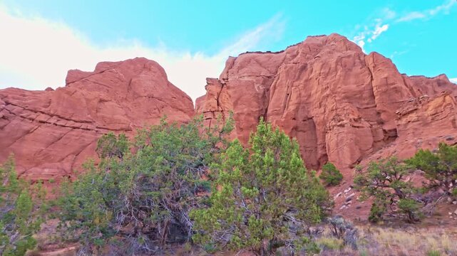Dramatic monolithic sandstone spire rises against the sky along the scenic Panorama Trail at Kodachrome Basin State Park in Utah