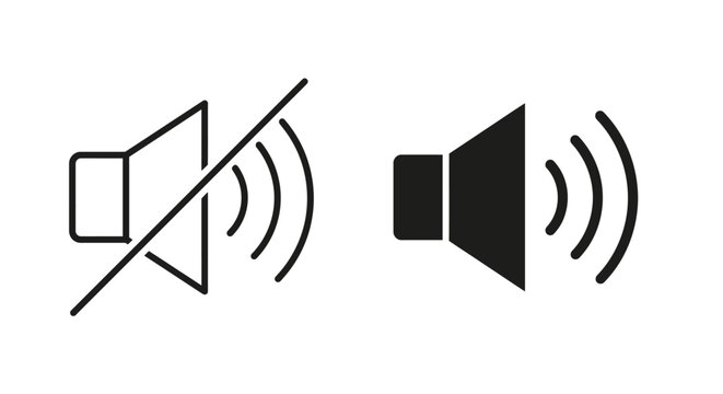 Speaker icons with muted and unmuted states on a white background