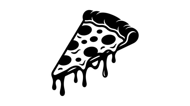 Vector illustration of a delicious pizza slice with melting cheese