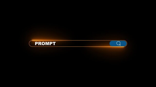 Neon Generative Prompt interaction. futuristic ai prompt search bar interface. concept of artificial intelligence, chat bot query and digital assistant technology. 4k motion graphics video