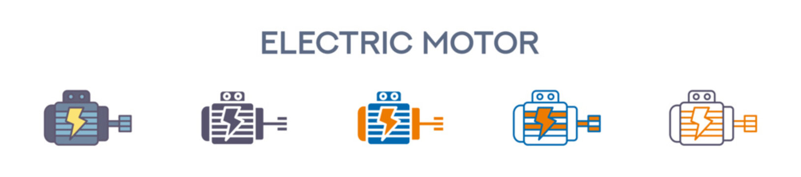 Electric Motor Element For Design Graphic - Multi Styles. Vector Illustration Of Two Colored And Black. Multiple Icons Designs Can Be Used For Mobile, Ui, Web 