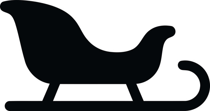 Black silhouette icon of a christmas santa claus sleigh isolated on transparent background