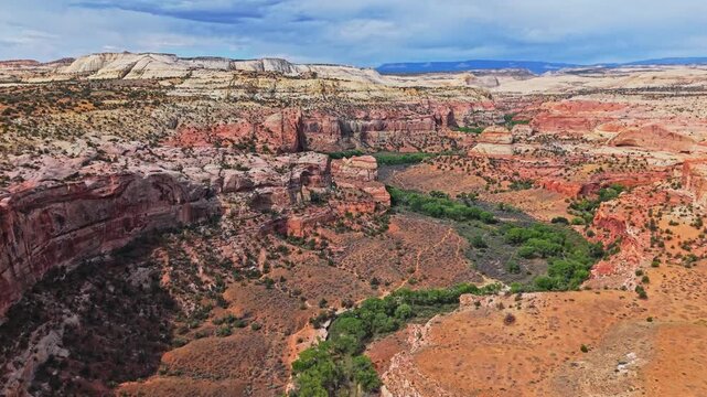 Scenic Aerial flight over Escalante Canyons from Boynton Overlook in Utah