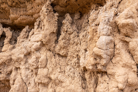 Eroded Soil and Clay Rock Surface Texture Macro View