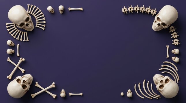 Skeleton and bones decorative pixel art collection