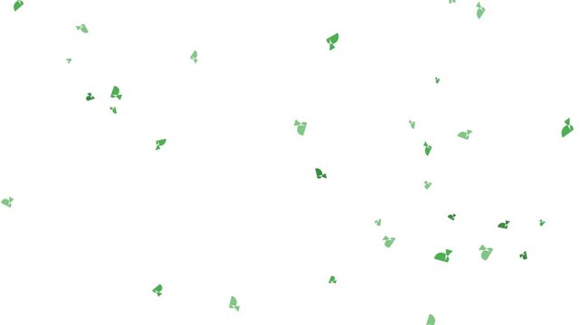 Dynamic array of small, abstract green organic shapes gently scattered across a clean white backdrop, evoking a fresh and airy natural pattern ideal for contemporary design