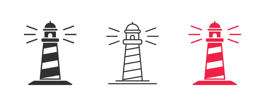 Lighthouse icon. Sea navigation. Ocean beacon. Light tower.