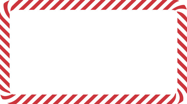 A rectangular frame with rounded corners featuring a red and white diagonal striped pattern on a white background.