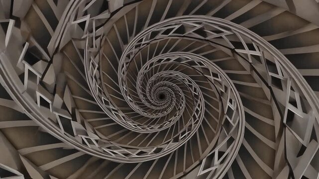 Endless Spiral Staircase Illusion, Abstract Architectural Design, Vortex Effect