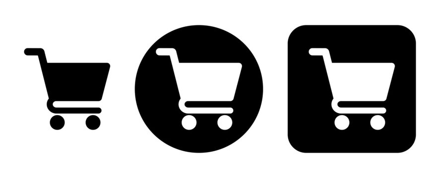Shopping Cart E-commerce Online Store Purchase Icon Set Vector, Shopping cart icons for e-commerce online shopping retail purchase checkout store and digital marketplace interfaces