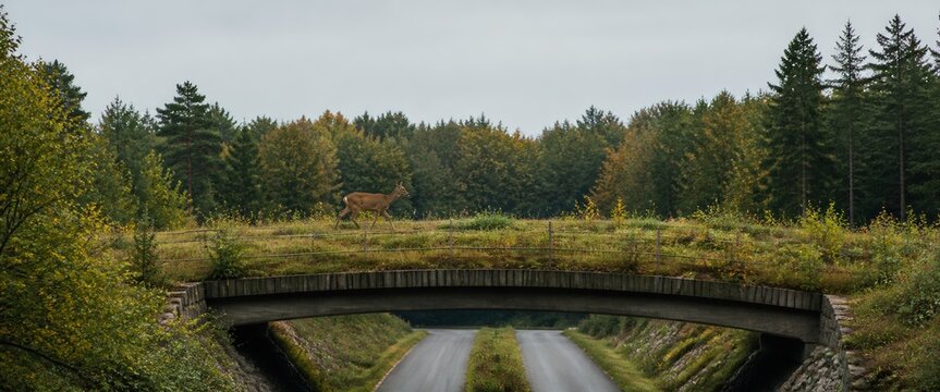 Planted Wildlife Overpass Connecting Forest Habitats