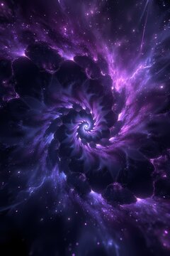 Dark fractal nebula pattern with glowing purple and teal cosmic geometry 