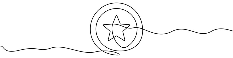 Star line icon in circle for rating and feedback © chekman