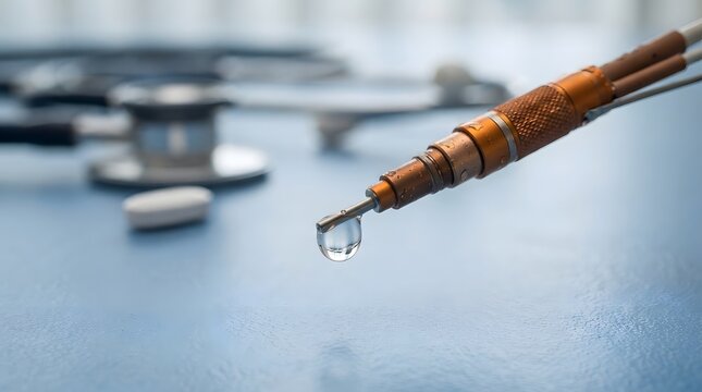Close up of a traditional japanese calligraphy brush with ink droplets on paper