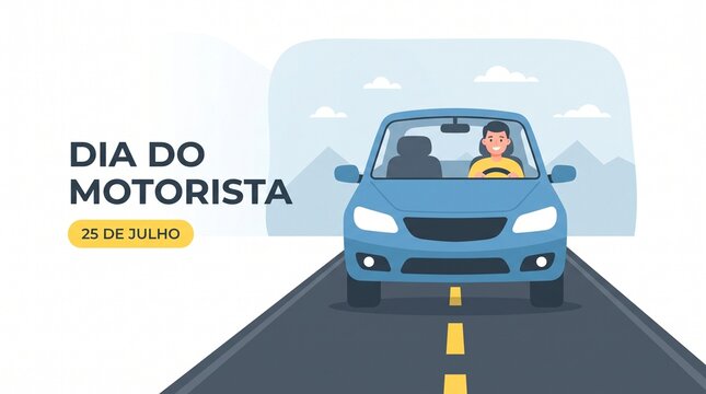 Driver celebrating motorist day in blue car