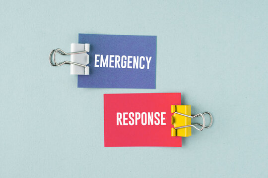 Colored paper with words emergency and response. emergency concept. ensure safety by preparing for possible disasters, responding quickly to minimize damage