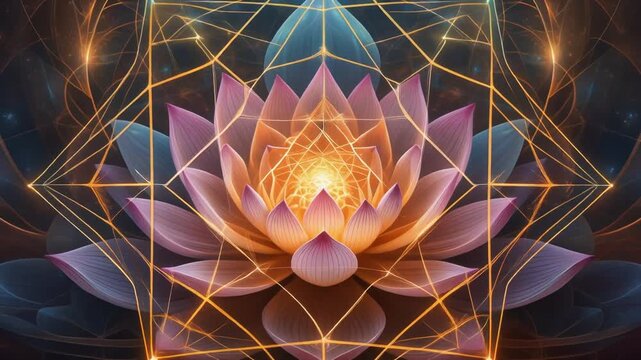 Sacred Geometry Lotus Flower, Spirituality, Meditation, Abstract Background