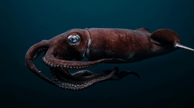 colossal squid underwater close up in the deep southern ocean near antarctica video