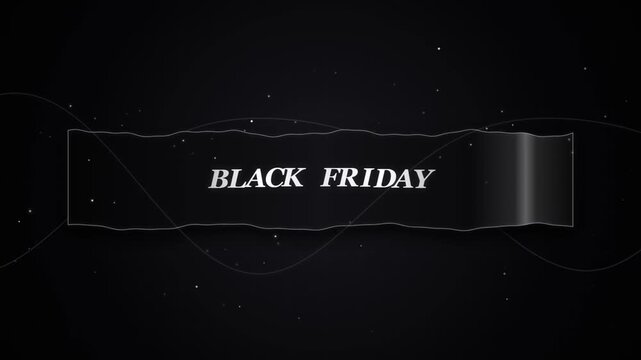 Black friday sale typography on torn paper rip banner minimal dark background