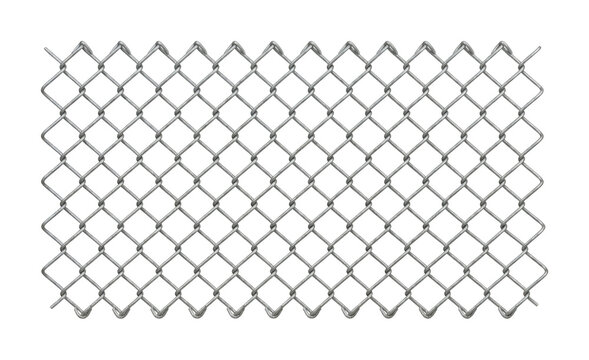 Metallic silver chain link fence pattern isolated on a clear transparent background unit