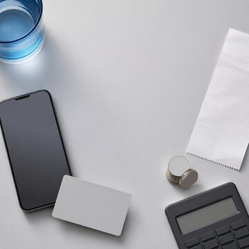 Blank Mobile Payment and Personal Finance Flat Lay