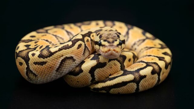 killer clown ball python close up isolated on black background studio portrait in africa video