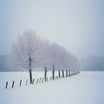 雪の防風林 シームレスループ動画背景 1:1 4K