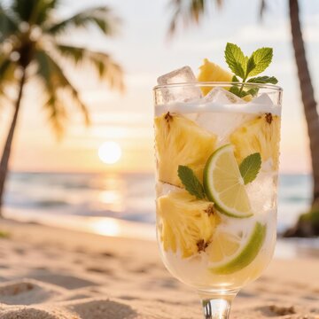 mojito cocktail on the beach