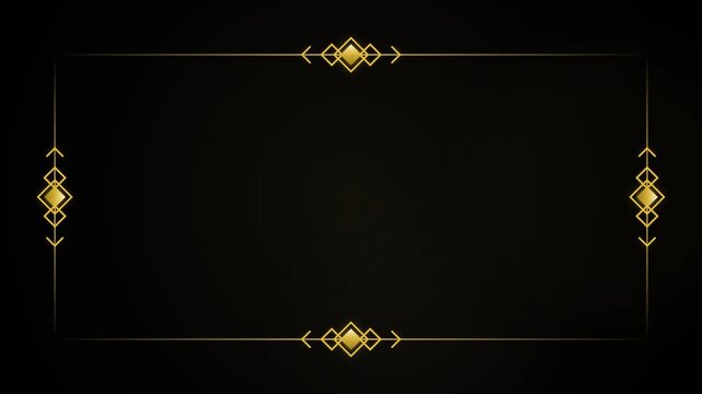 Art Deco Gold Frame Border Motion Graphic Background