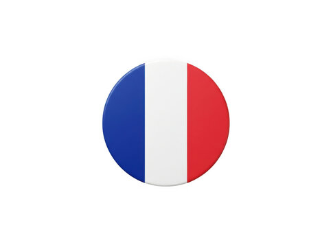 Flat circular icon with the flag of france isolated on transparent background
